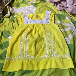 Moulinette Soeurs yellow peasant embroidered India top shirt tank Anthropologie
